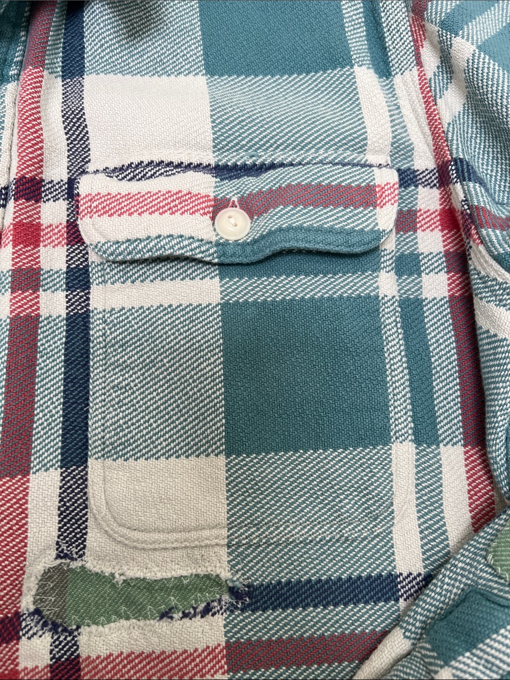 Polo by Ralph Lauren Teal, Cream & Red Plaid Flannel Shirt - Picture 10 of 12